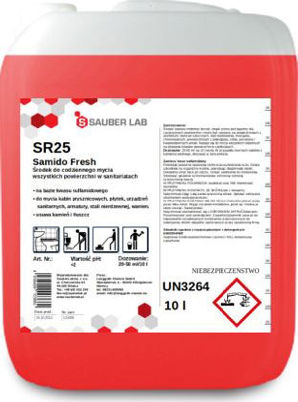 Sauber SR25 Samido Fresh Καθαριστικό Υγρό Επιφανειών Υγειονομικού Χώρου 10lt