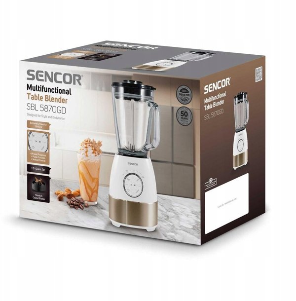 Sencor SBL 5870GD Μπλέντερ 1000W με Κανάτα 1.5lt, Ασημί