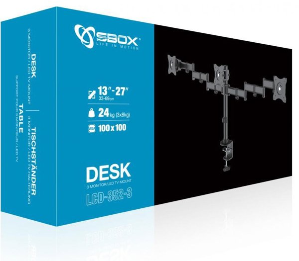 SBOX LCD-352/3, Σφιγκτήρας, 24 kg, 33 cm (13"), 68.6 cm (27"), 100 x 100 mm, Μαύρο