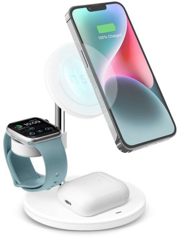 SBS TEWIRMAG3IN1, Εσωτερικός, USB, Ασύρματη φόρτιση, Λευκό