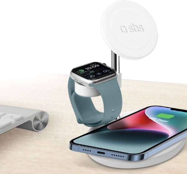 SBS TEWIRMAG3IN1, Εσωτερικός, USB, Ασύρματη φόρτιση, Λευκό
