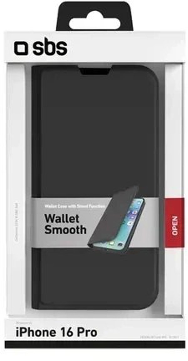 SBS Mobile SBS Θήκη Πορτοφόλι Stand iPhone 16 Pro μαύρο