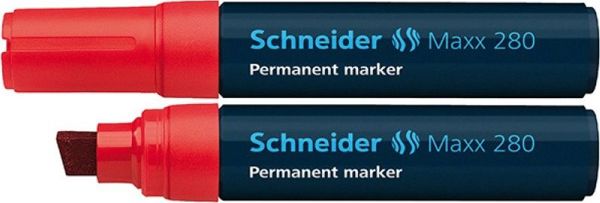 Schneider Maxx 280 Μόνιμος Μαρκαδόρος, Λοξή Μύτη, Κόκκινος, Αδιάβροχος, 1 Τεμάχιο