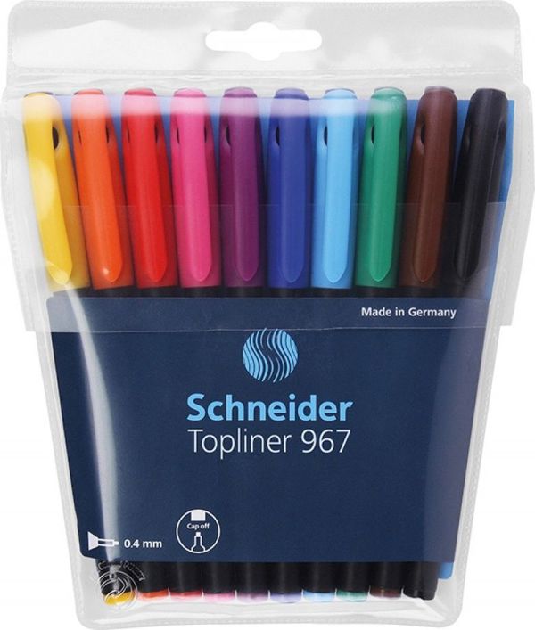 Schneider Topliner 967 Στυλό με Μύτη από Ίνες 0.4mm, Σετ 10 Χρωμάτων