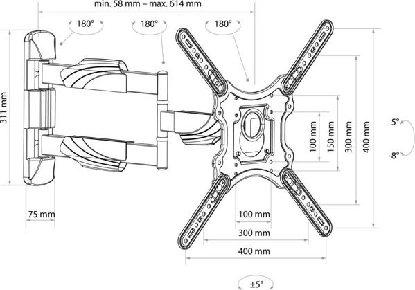 Schwaiger Επιτοίχια βάση LWH35535 513 23'' - 75''
