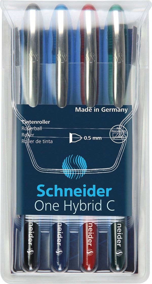 Schneider One Hybrid C Στυλό Διαρκείας 0.5mm, 4 Χρώματα, Σετ 4 Τεμάχια