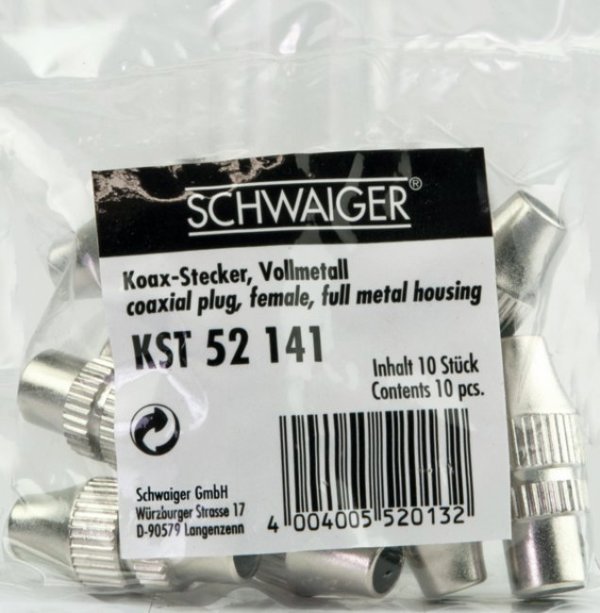 Schwaiger Schwaiger IEC jack ομοαξονικό βύσμα 10 τεμ.