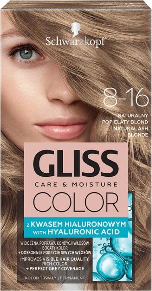 Κρέμα βαφής μαλλιών Schwarzkopf Gliss Color 8-16 Natural Ash Blonde 8109669 9000101622478