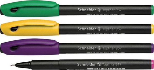 Schneider Topliner 967 Σετ Λεπτών Στυλό, 0.4mm, Fiber Tip για Σχέδιο και Γραφή, Πολύχρωμο, 1 Σετ