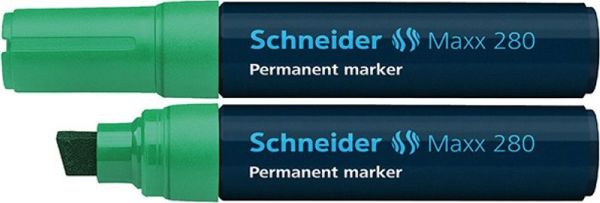 Μαρκαδόρος Μόνιμος Schneider Maxx 280, Λοξή Μύτη, Πράσινο Χρώμα, Αδιάβροχος, 1 Τεμάχιο