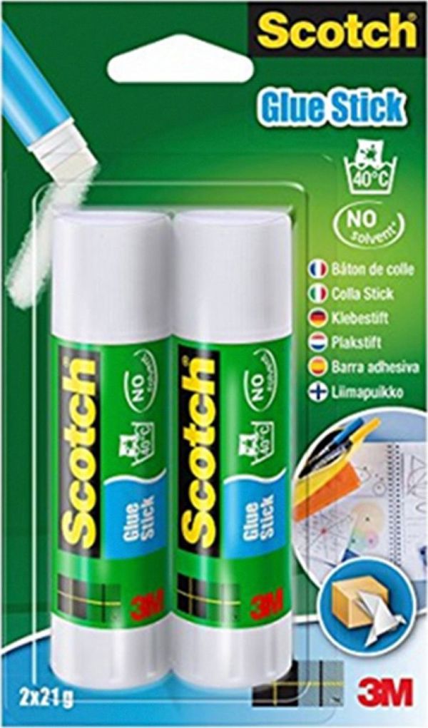 Scotch Κόλλα σε Στικ 21g, 2 Τεμάχια, 2x6221D, για Χαρτί και Χαρτόνι