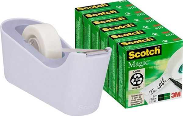 Scotch Magic Ταινία Γραφείου C18-6L, Ματ, 19mm x 33m, 6 Τεμάχια με Δίσκο C-18