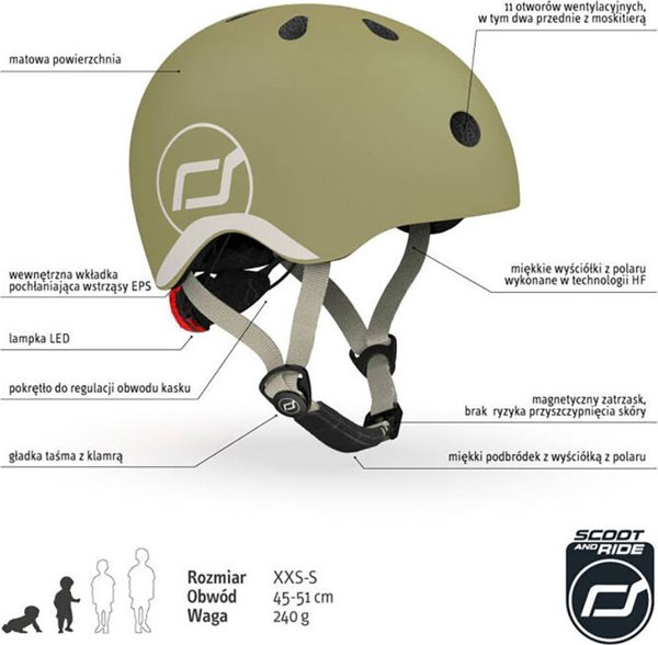 Scoot and Ride Κράνος για παιδιά 1-5 ετών μέγεθος XXS-S, χρώμα: Olive