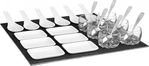 Secret De Gourmet Σετ Ορεκτικών 25 Τεμαχίων, Μαύρος Δίσκος, 30 x 30 cm