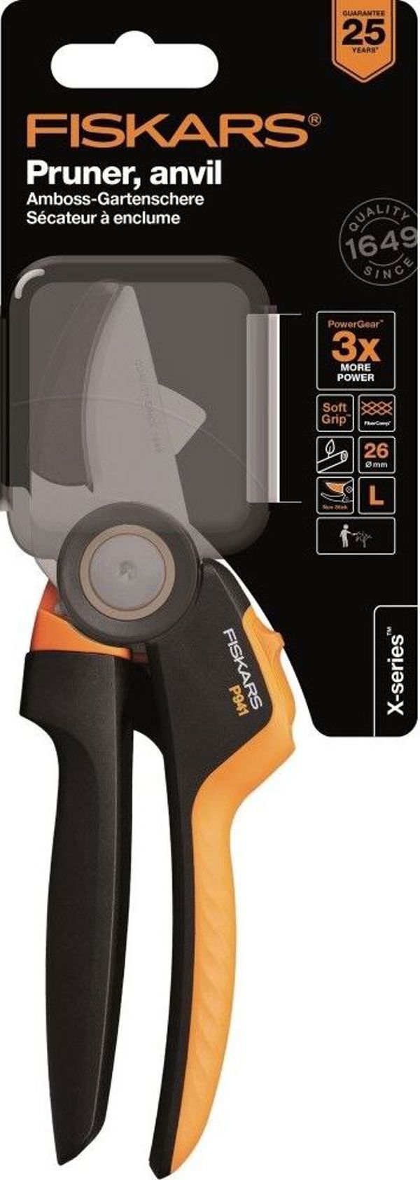Fiskars P941 Ψαλίδι Κλαδέματος X-Series L Αμονιού, 284mm, Εύρος Κοπής 24mm