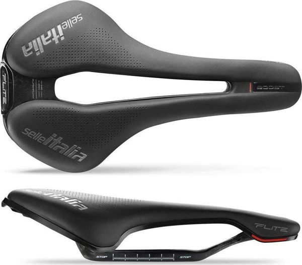 Selle Italia Σέλα SELLE ITALIA FLITE BOOST SUPERFLOW KIT CARBONIO S (id match - S3) carbon +10mm 7x9, fibra-tek, μαύρο (NEW)