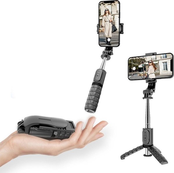 OEM Selfie stick Σετ / βάση selfie με τηλεχειριστήριο Bluetooth τρίποδο μαύρο Q11 / TR19