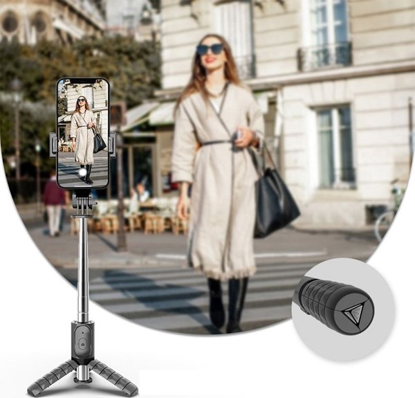 OEM Selfie stick Σετ / βάση selfie με τηλεχειριστήριο Bluetooth τρίποδο μαύρο Q11 / TR19