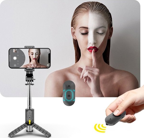 OEM Selfie stick Σετ / βάση selfie με τηλεχειριστήριο Bluetooth τρίποδο μαύρο Q11 / TR19