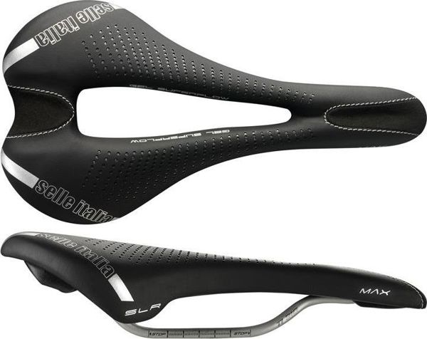 Selle Italia Σέλα SELLE ITALIA MAX SLR GEL SUPERFLOW L (id match - L3) TI 316 Tube 7, fibra-tek, 280g μαύρο (NEW)