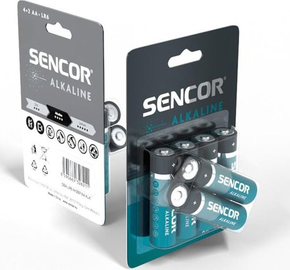 Αλκαλική μπαταρία Sencor, AA (LR6), AA, 1.5V, Sencor, blistr, 6-pack