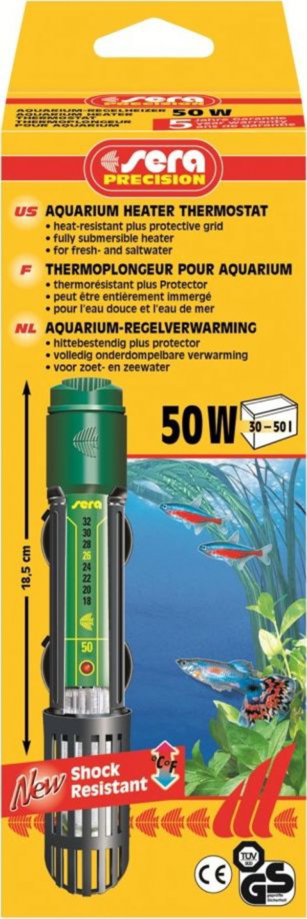 Sera Θερμαντήρας Ενυδρείου με Θερμοστάτη 50W, 18.5cm - 8038372