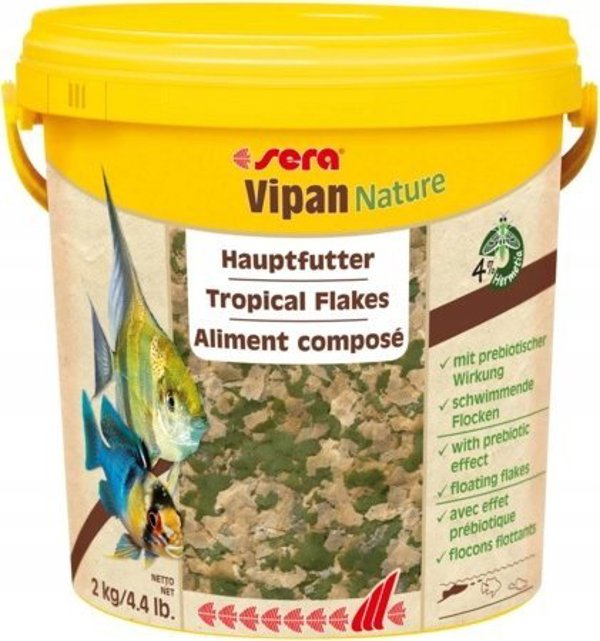 Sera Vipan Nature Large Flakes, Τροφή Ψαριών σε Μεγάλες Νιφάδες, 10lt