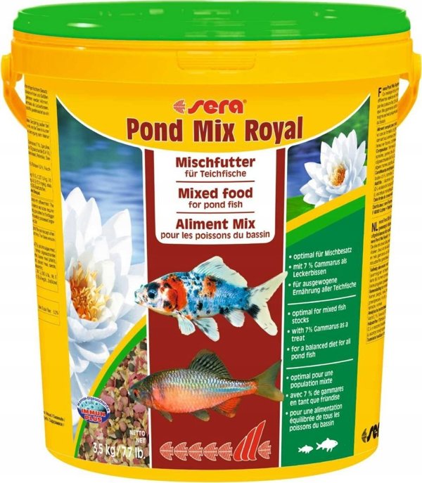 Sera Pond Mix Royal, Τροφή για Ψάρια Λιμνούλας, Ποικιλία σε Νιφάδες και Κόκκους, 21l