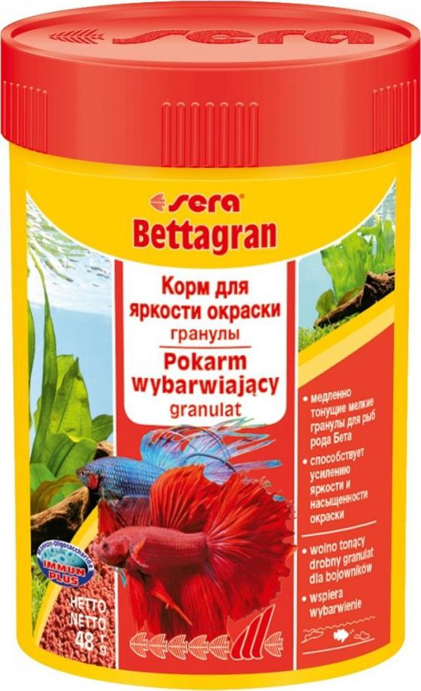 Sera Bettagran Nature Τροφή για Ψάρια Betta, 100ml, Κόκκοι για Ενίσχυση Χρώματος