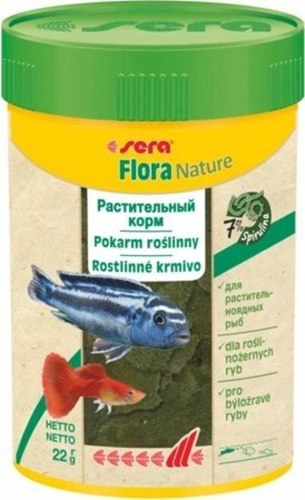Sera Flora Nature, Τροφή για Ψάρια σε Νιφάδες, 100ml - Premium Φυτική Διατροφή