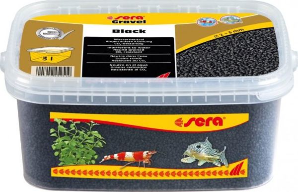 Sera Gravel Black Χαλίκι Ενυδρείου, Μαύρο, 2-3mm, 3lt