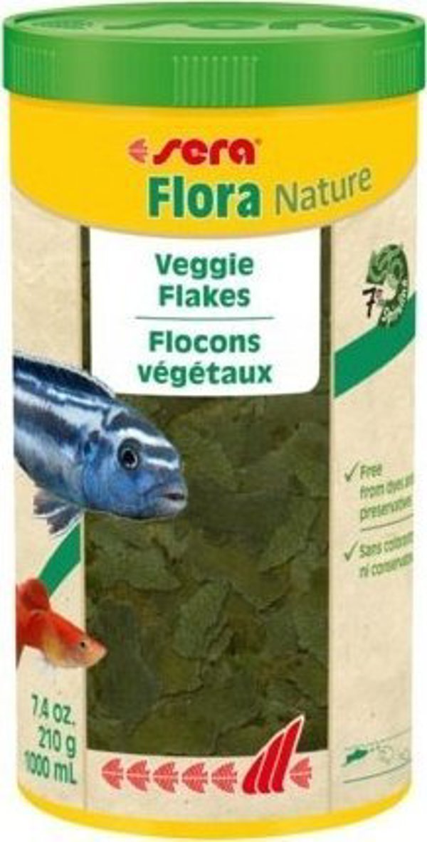 Sera Flora Nature Φυτική Τροφή για Ψάρια, 250ml (60g), Φυσικές Νιφάδες χωρίς Χρωστικές