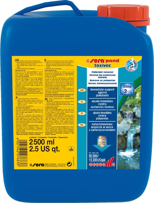 Sera Pond Toxivec 2500ml - Αντιχλώριο και Εξουδετερωτικό Τοξινών για Λίμνες