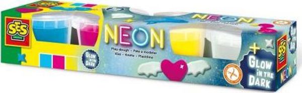 SES Παιδική Ζύμη Μοντελισμού Neon & Glow in the Dark, 4 Χρώματα, Χωρίς Γλουτένη