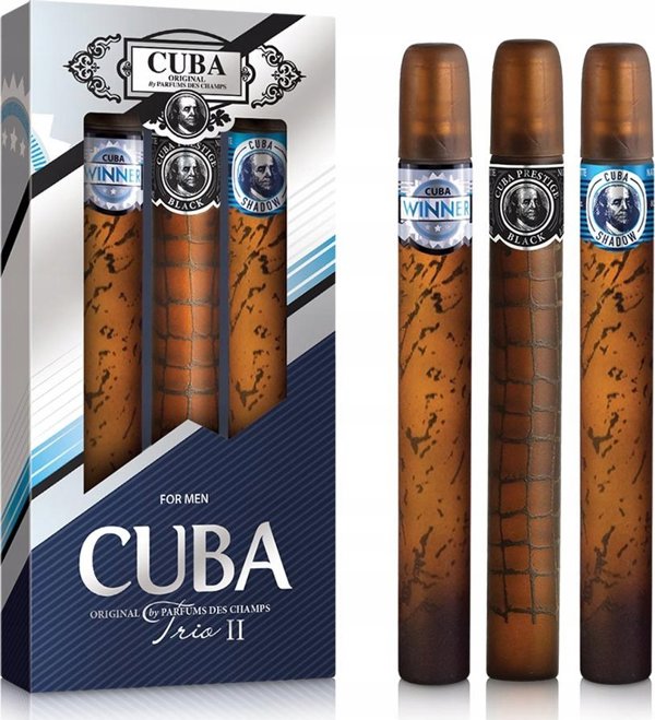 SET CUBA Trio II Shadow EDT spray 35ml + Winner EDT spray 35ml + Prestige Black EDT spray 35ml