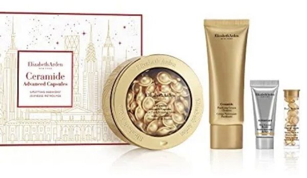 Set Elizabeth Arden: Advanced Ceramide, Restoring & Refreshing, Serum Capsules, Face, 60 pcs + Advanced Ceramide, Restorative, Eye Serum, 7 pcs + Ceramide, Eliminates Impurities, Cleansing Cream, 50 ml + Superstart , Restorative, Serum, 5 ml For Wome