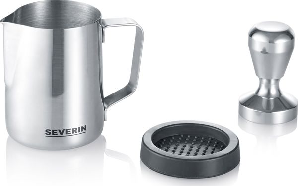 Severin Σετ Αξεσουάρ Barista ZB 5996 με Πατητήρι 51mm, Γαλατιέρα 450ml και Βάση Σιλικόνης από Ανοξείδωτο Ατσάλι