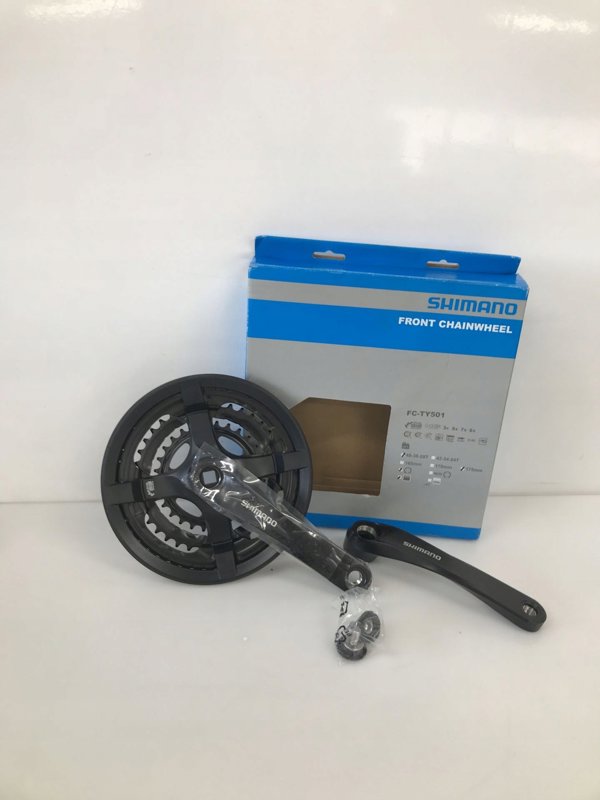 Shimano FC-TY501 crankset, 175 mm 48/38/28T, 6-8v, with chain guard