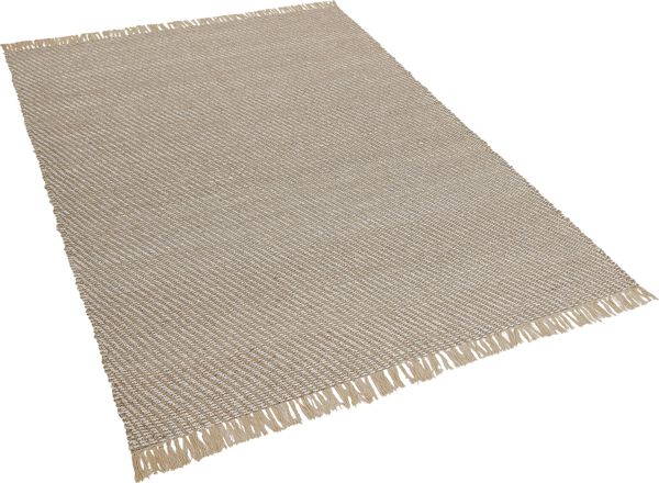 Χαλί Shumee Aladag από Γιούτα 140x200cm Μπεζ Boho με Κρόσσια