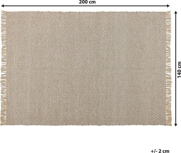 Χαλί Shumee Aladag από Γιούτα 140x200cm Μπεζ Boho με Κρόσσια