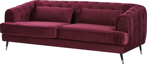 Shumee 3θέσιος καναπές βελούδο, μπορντό, SLETTA 9476498 4251682251570