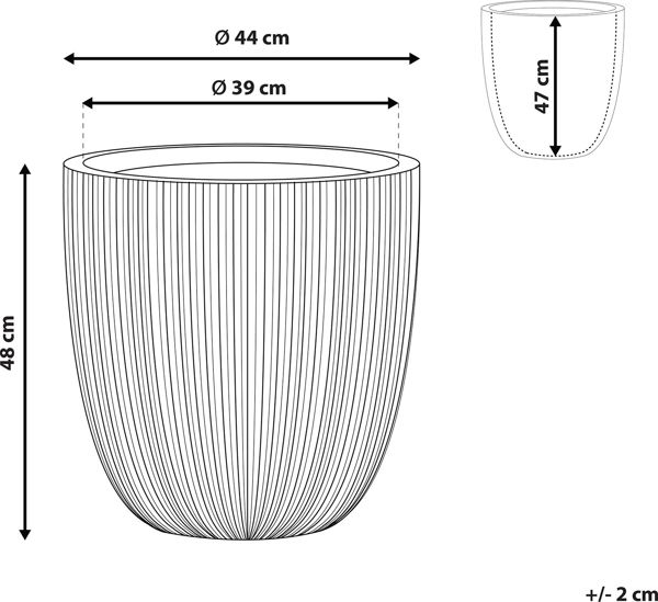 Γλάστρα Shumee CHIOS Γκρι 44x44x48 cm - Διακοσμητική Γλάστρα για Φυτά & Δέντρα