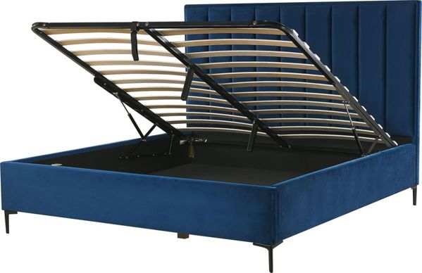 Κρεβάτι Shumee Velvet με αποθηκευτικό χώρο 180 x 200 cm μπλε SEZANNE 8700876 4251682259842