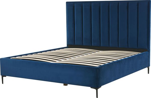 Κρεβάτι Shumee Velvet με αποθηκευτικό χώρο 180 x 200 cm μπλε SEZANNE 8700876 4251682259842