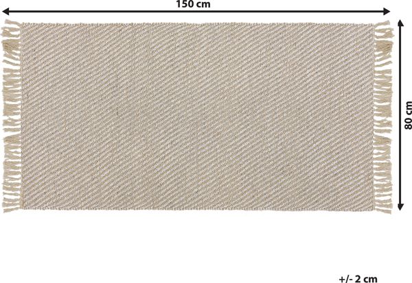 Χαλί Shumee ALADAG από Γιούτα, Boho Στυλ με Κρόσσια, 80x150 cm, Μπεζ