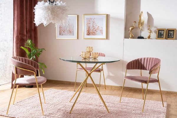 SIGNAL MEBLE Τραπέζι τραπεζαρίας AZALIA 80x80 στρογγυλό γυάλινο