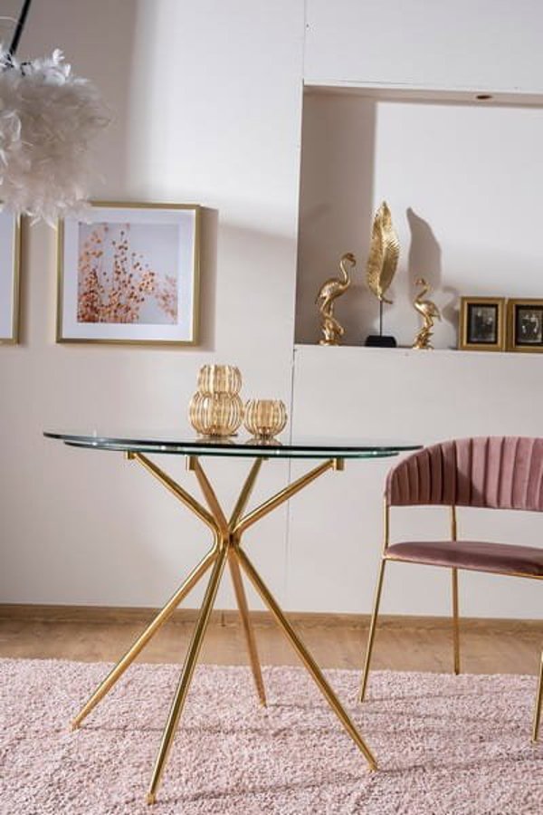 SIGNAL MEBLE Τραπέζι τραπεζαρίας AZALIA 80x80 στρογγυλό γυάλινο