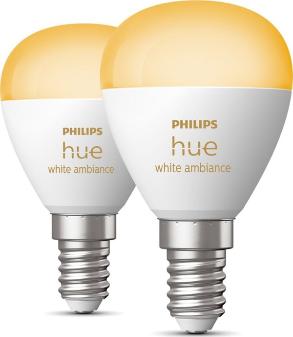 Signify Philips Hue White Amb. E14 Λάμπα Σταγόνα Διπλή Συσκευασία 2x470lm