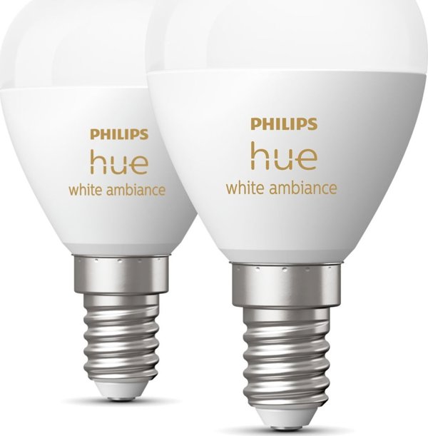 Signify Philips Hue White Amb. E14 Λάμπα Σταγόνα Διπλή Συσκευασία 2x470lm