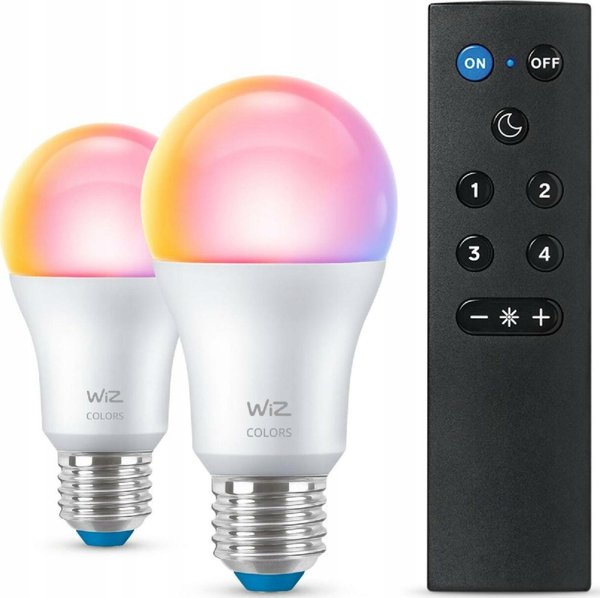 Signify WiZ White & Color 60W E27 A60 Τυπική μορφή 2er +Τηλεχειριστήριο
